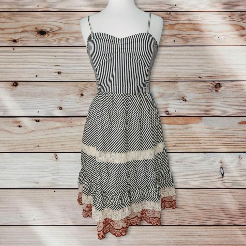 FP3 Anthropologie Zehavale Dress Size 4 Women's Striped Layered Beach Summer